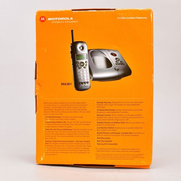 MOTOROLA 2.4 GHz CORDLESS PHONE DIGITAL ANSWERING SYSTEM MA361 GRAY - Picture 3 of 4